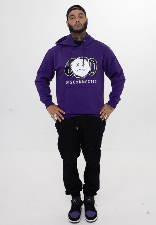 HOODIE-PURPLE [ 630MONEYGANG-DISCONNECTED BLACK & WHITE ]