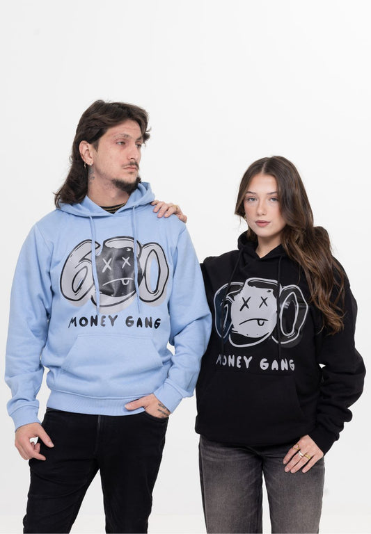 HOODIE- LIGHT BLUE [630MONEYGANG-DISCONNECTED BLACK & GRAY]+ BLACK [630MONEYGANG-DISCONNECTED BLACK & GRAY]