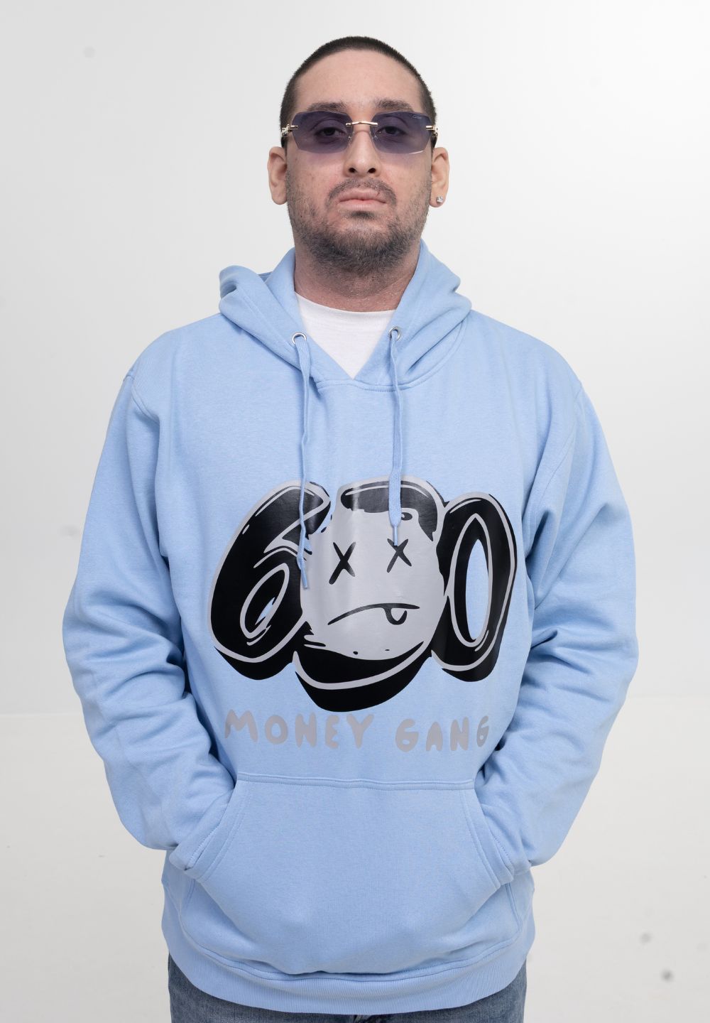 HOODIE-BLEU CIEL[ 630MONEYGANG-DISCONNECTED BLACK & GRAY ]