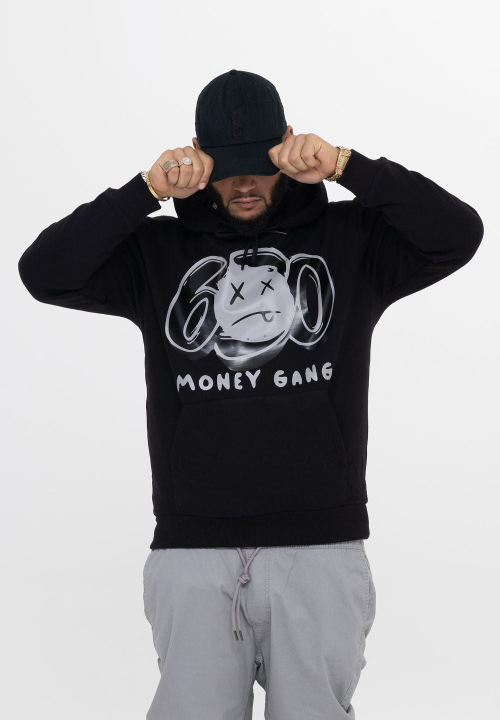 HOODIE-BLACK[ 630MONEYGANG-DISCONNECTED BLACK & GRAY ]